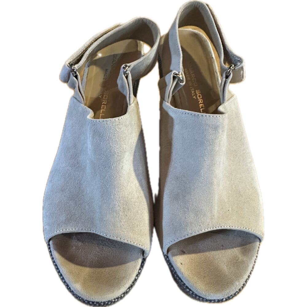 Gianmarco Sorelli Women's Gray Suede Slingback Wedge Sandals 6M‎